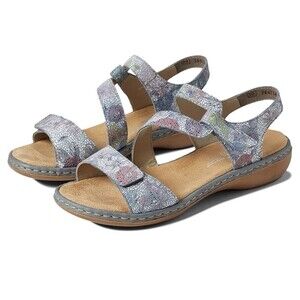 Rieker Leather Floral Wedge Sandals Size 7.5 8 38 Boho Summer Vacation Comfort